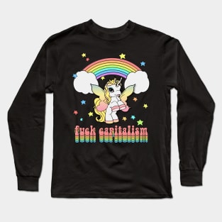 Fuck Capitalism // Retro Unicorn Design Long Sleeve T-Shirt